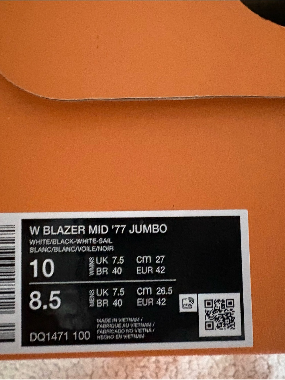 Nike W Blazer Mid ’77 Jumbo Box Label - Black and White